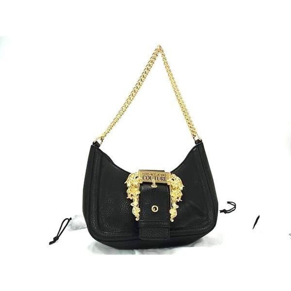VERSACE JEANS COUTURE Leather Chain 2way Shoulder Bag Black